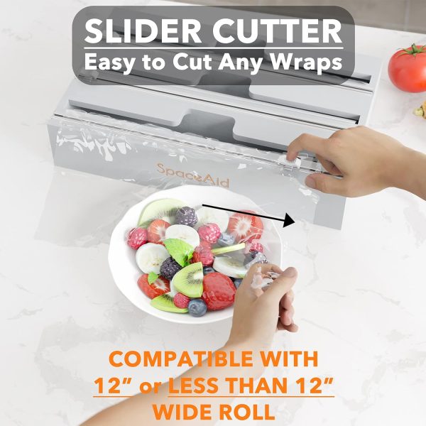 SpaceAid WrapNeat 3 in 1 Wrap Organizer with Cutter and Labels, Plastic Wrap, Aluminum Foil and Wax Bamboo Dispenser for Kitchen Storage Organization Holder for 12" Roll (Natural) - Image 6