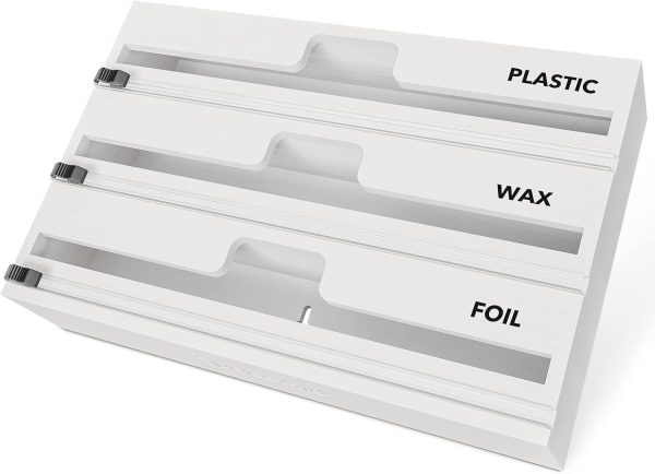 SpaceAid WrapNeat 3 in 1 Wrap Organizer with Cutter and Labels, Plastic Wrap, Aluminum Foil and Wax Bamboo Dispenser for Kitchen Storage Organization Holder for 12" Roll (Natural) - Image 7