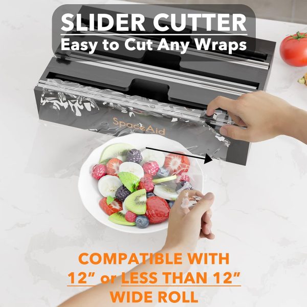 SpaceAid WrapNeat 3 in 1 Wrap Organizer with Cutter and Labels, Plastic Wrap, Aluminum Foil and Wax Bamboo Dispenser for Kitchen Storage Organization Holder for 12" Roll (Natural) - Image 22