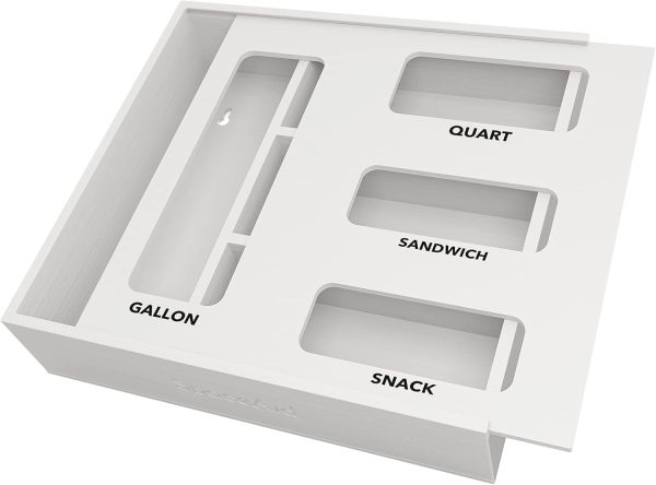 SpaceAid Bag Storage Organizer for Kitchen Drawer, Bamboo Organizer, Compatible with Gallon, Quart, Sandwich and Snack Variety Size Bag (1 Box 4 Slots) - Image 2