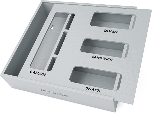 SpaceAid Bag Storage Organizer for Kitchen Drawer, Bamboo Organizer, Compatible with Gallon, Quart, Sandwich and Snack Variety Size Bag (1 Box 4 Slots) - Image 12