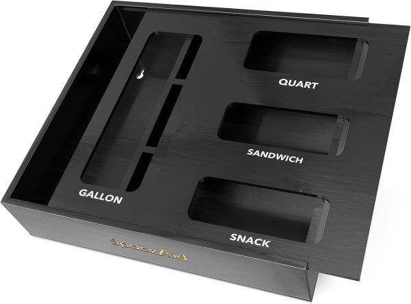 SpaceAid Bag Storage Organizer for Kitchen Drawer, Bamboo Organizer, Compatible with Gallon, Quart, Sandwich and Snack Variety Size Bag (1 Box 4 Slots) - Image 34