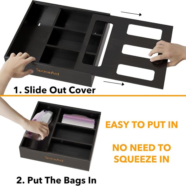SpaceAid Bag Storage Organizer for Kitchen Drawer, Bamboo Organizer, Compatible with Gallon, Quart, Sandwich and Snack Variety Size Bag (1 Box 4 Slots) - Image 38