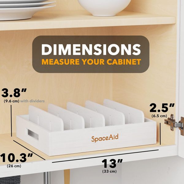 SpaceAid Bamboo Lid Organizer, Kitchen Pantry Lids Holder with 5 Adjustable Dividers for Cabinets, Food Storage Container Organizers, Natural - Image 10