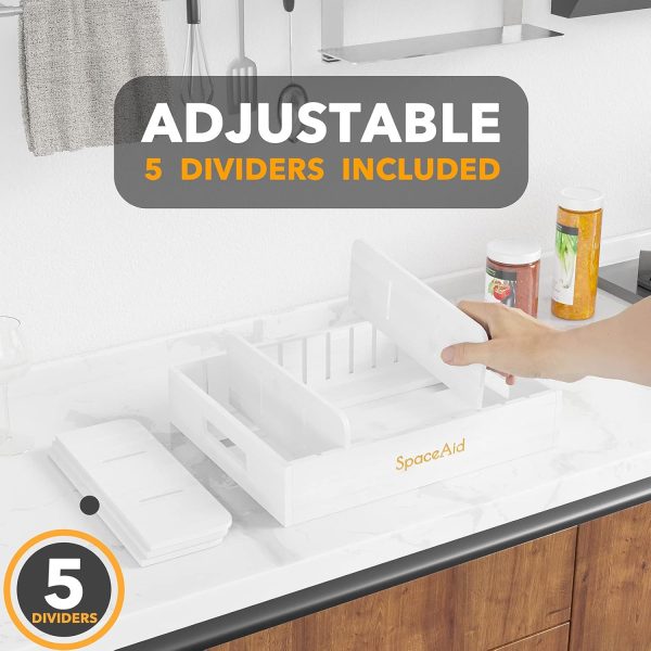 SpaceAid Bamboo Lid Organizer, Kitchen Pantry Lids Holder with 5 Adjustable Dividers for Cabinets, Food Storage Container Organizers, Natural - Image 13