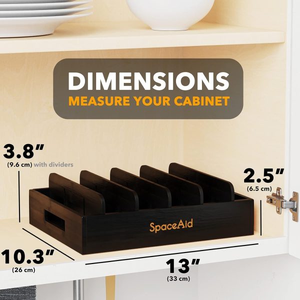 SpaceAid Bamboo Lid Organizer, Kitchen Pantry Lids Holder with 5 Adjustable Dividers for Cabinets, Food Storage Container Organizers, Natural - Image 17