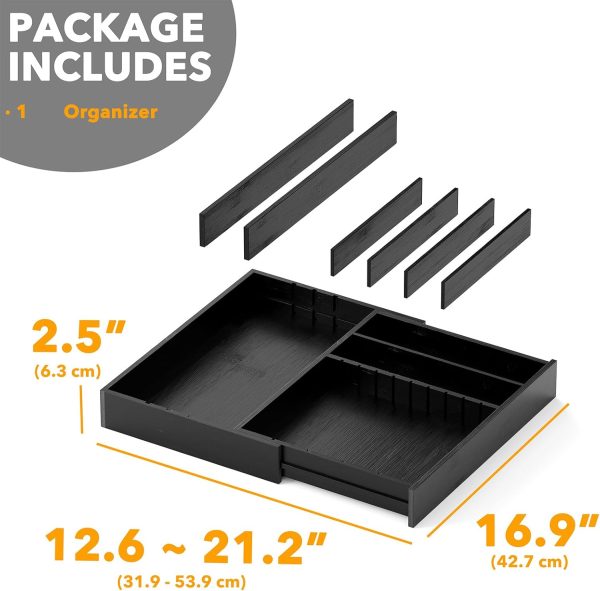 SpaceAid 2.5" High Bamboo Silverware Drawer Organizer with Labels, Kitchen Utensil Expandable Tray Holder for Flatware, Cutlery, Spoon and Knives Drawer Storage Organization (Natural) - Image 5