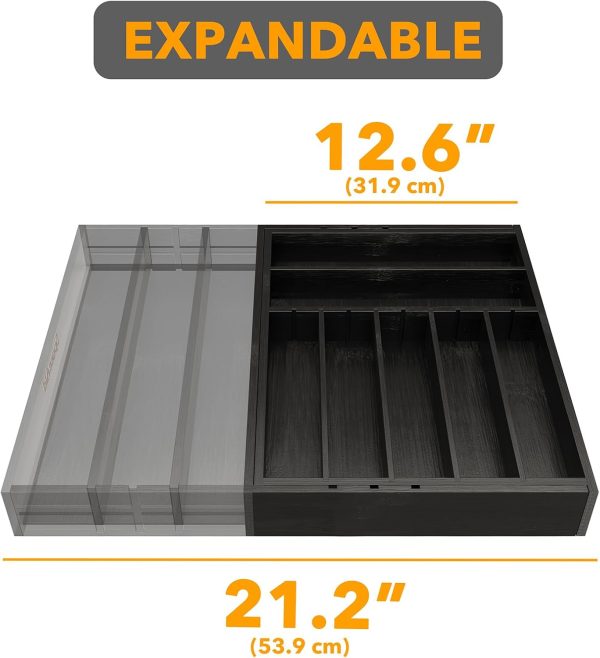 SpaceAid 2.5" High Bamboo Silverware Drawer Organizer with Labels, Kitchen Utensil Expandable Tray Holder for Flatware, Cutlery, Spoon and Knives Drawer Storage Organization (Natural) - Image 8