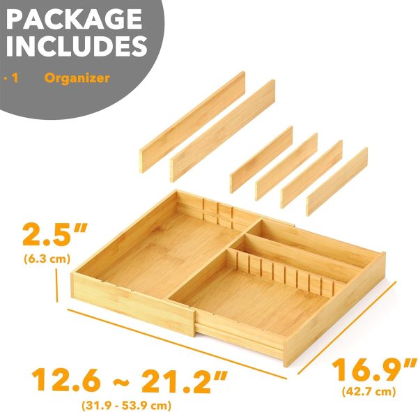 SpaceAid 2.5" High Bamboo Silverware Drawer Organizer with Labels, Kitchen Utensil Expandable Tray Holder for Flatware, Cutlery, Spoon and Knives Drawer Storage Organization (Natural) - Image 11