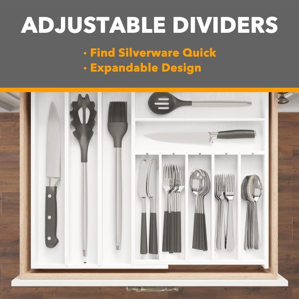 SpaceAid 2.5" High Bamboo Silverware Drawer Organizer with Labels, Kitchen Utensil Expandable Tray Holder for Flatware, Cutlery, Spoon and Knives Drawer Storage Organization (Natural) - Image 17