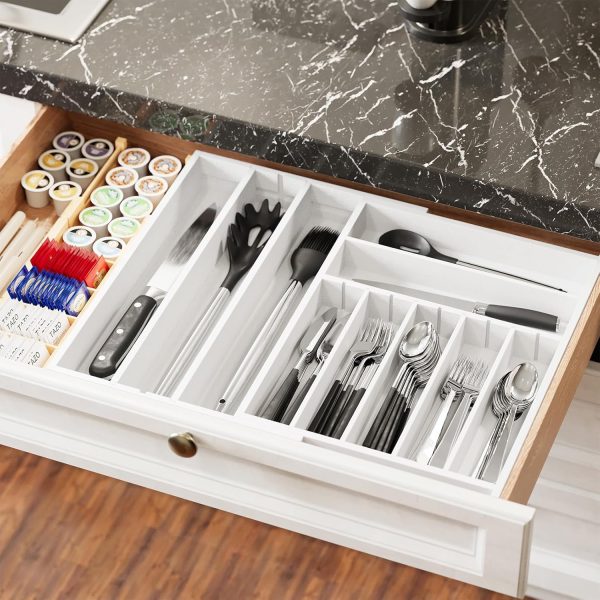 SpaceAid 2.5" High Bamboo Silverware Drawer Organizer with Labels, Kitchen Utensil Expandable Tray Holder for Flatware, Cutlery, Spoon and Knives Drawer Storage Organization (Natural) - Image 20
