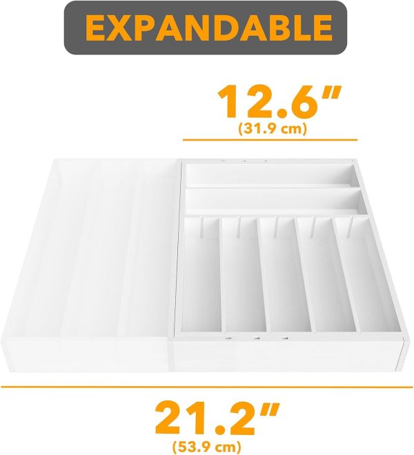 SpaceAid 2.5" High Bamboo Silverware Drawer Organizer with Labels, Kitchen Utensil Expandable Tray Holder for Flatware, Cutlery, Spoon and Knives Drawer Storage Organization (Natural) - Image 21