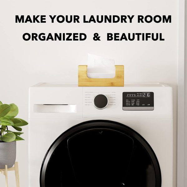 SpaceAid Dryer Sheet Holder with Opening and Labels, Laundry Softener Dryer Sheets Dispenser for Home Laundry Room Farmhouse Decor, Organization and Storage, Bamboo Box Container Organizer - Image 4